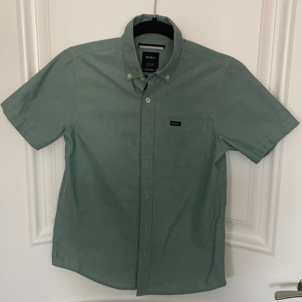 Boys RVCA green medium button up shirt